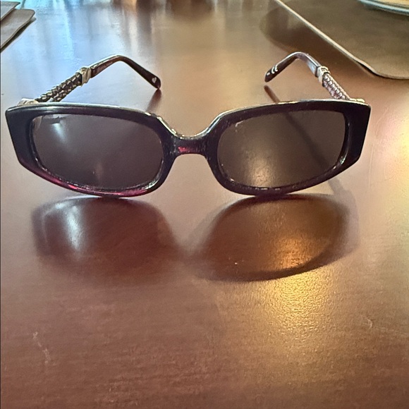 Brighton Black frame Sunglasses with Woven Brown Temples